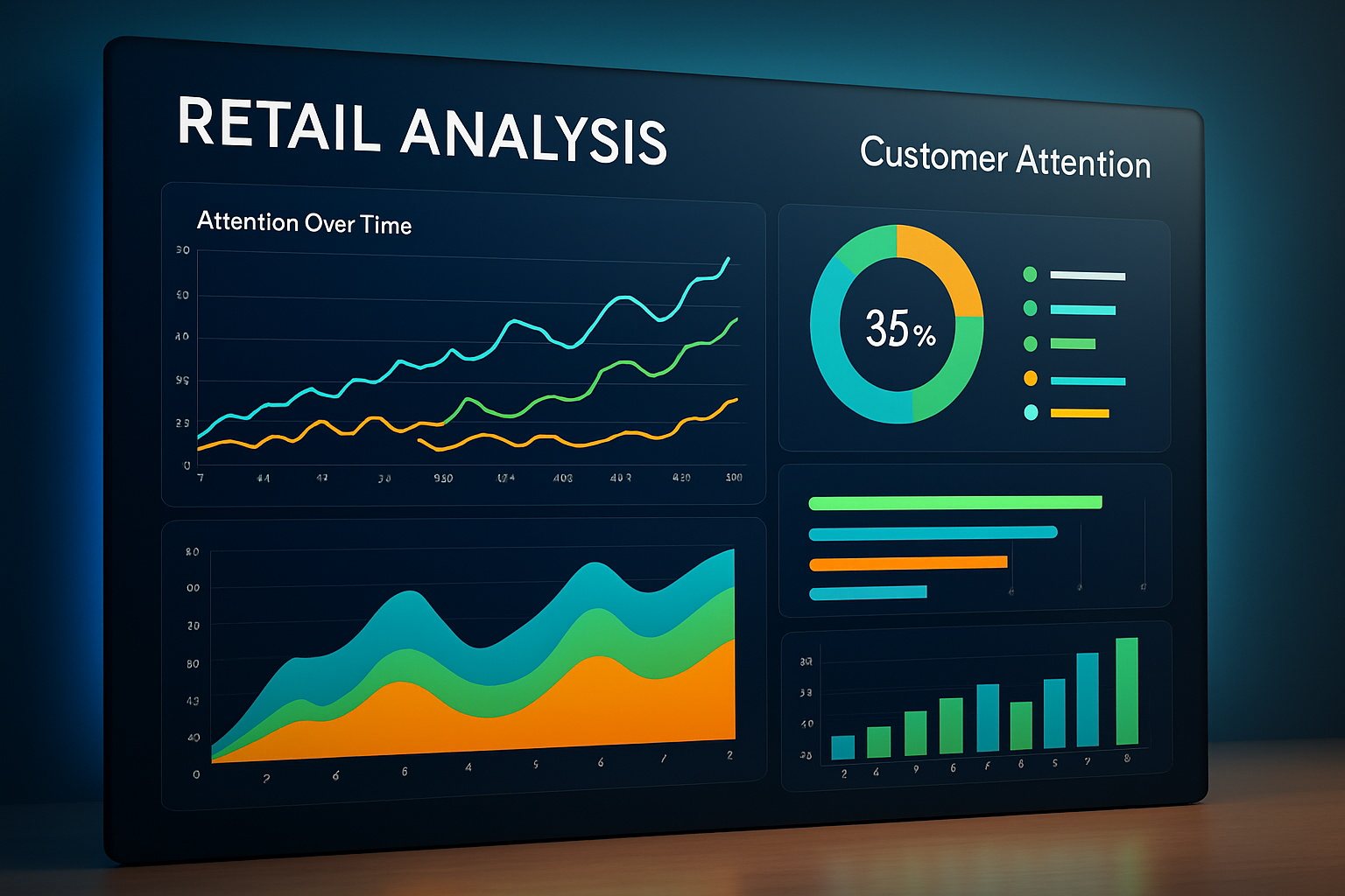 A visually striking dashboard graphic designed for retail analysis showcasing intricate data visualizations that highlight customer attention metrics-1
