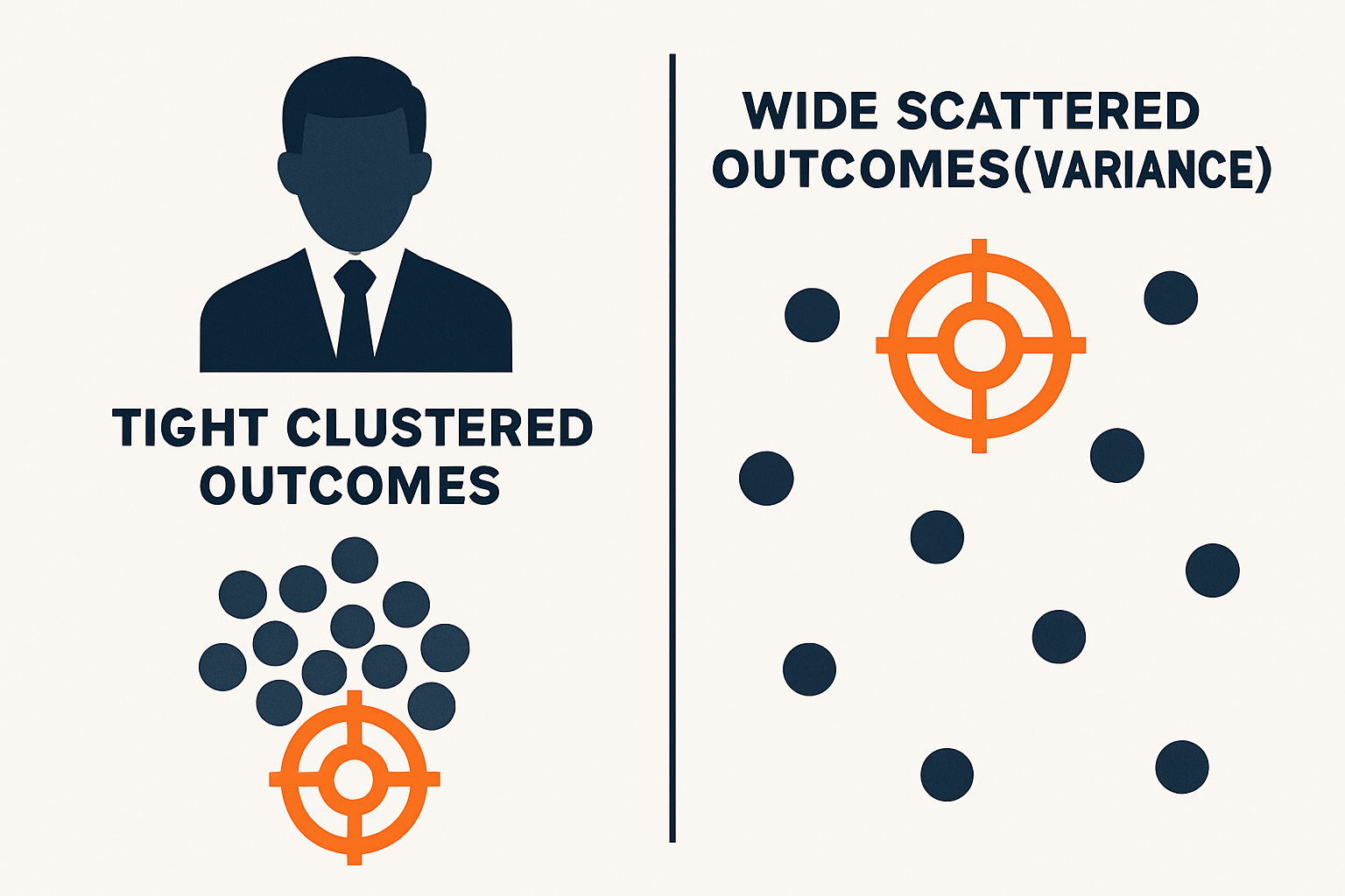Infographic showing repeatability vs variance in buying outcomes.