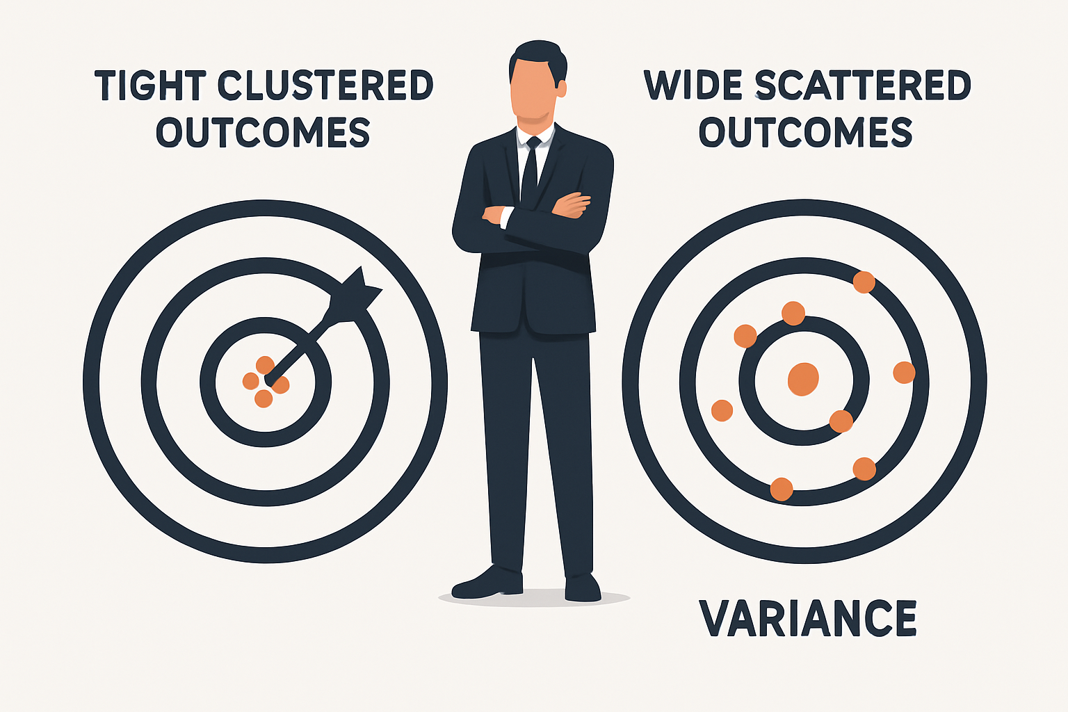 Infographic showing repeatability vs variance in buying outcomes.