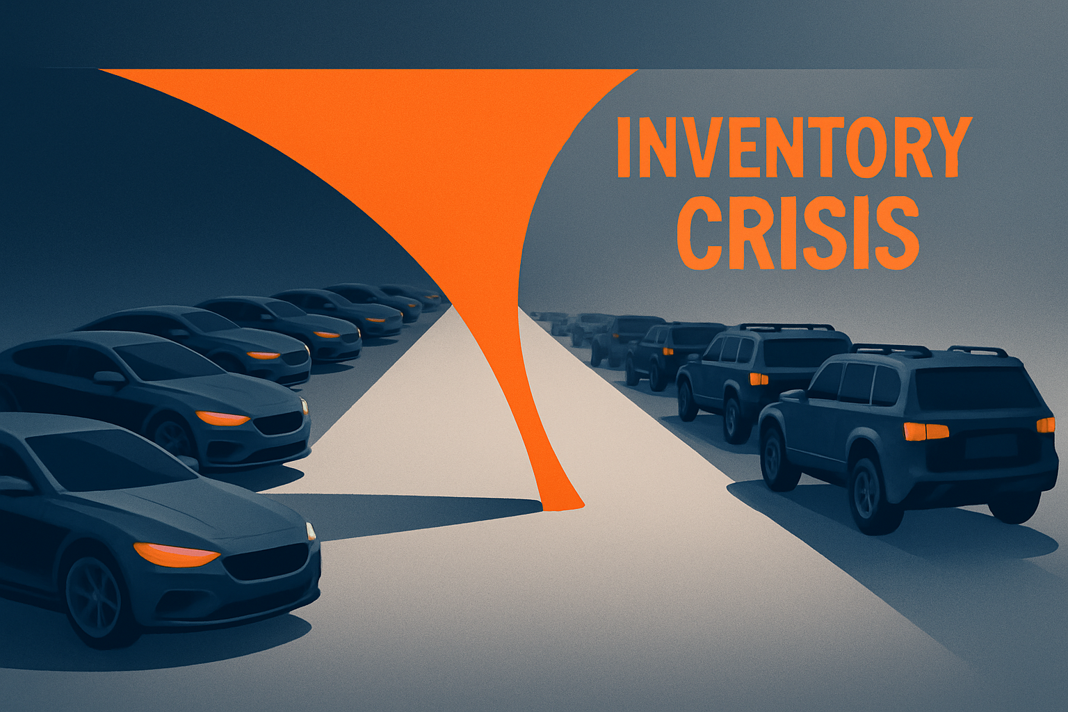 Imagine a striking visual of an inventory crisis featuring a dramatic funnel that narrows from left to right symbolizing diminishing supplies On eithe-1