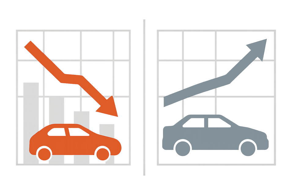 Operator Performance SplitGraphics only Visualize two different performance trajectories one trending down usedonly retailer and one steadystable fran-1