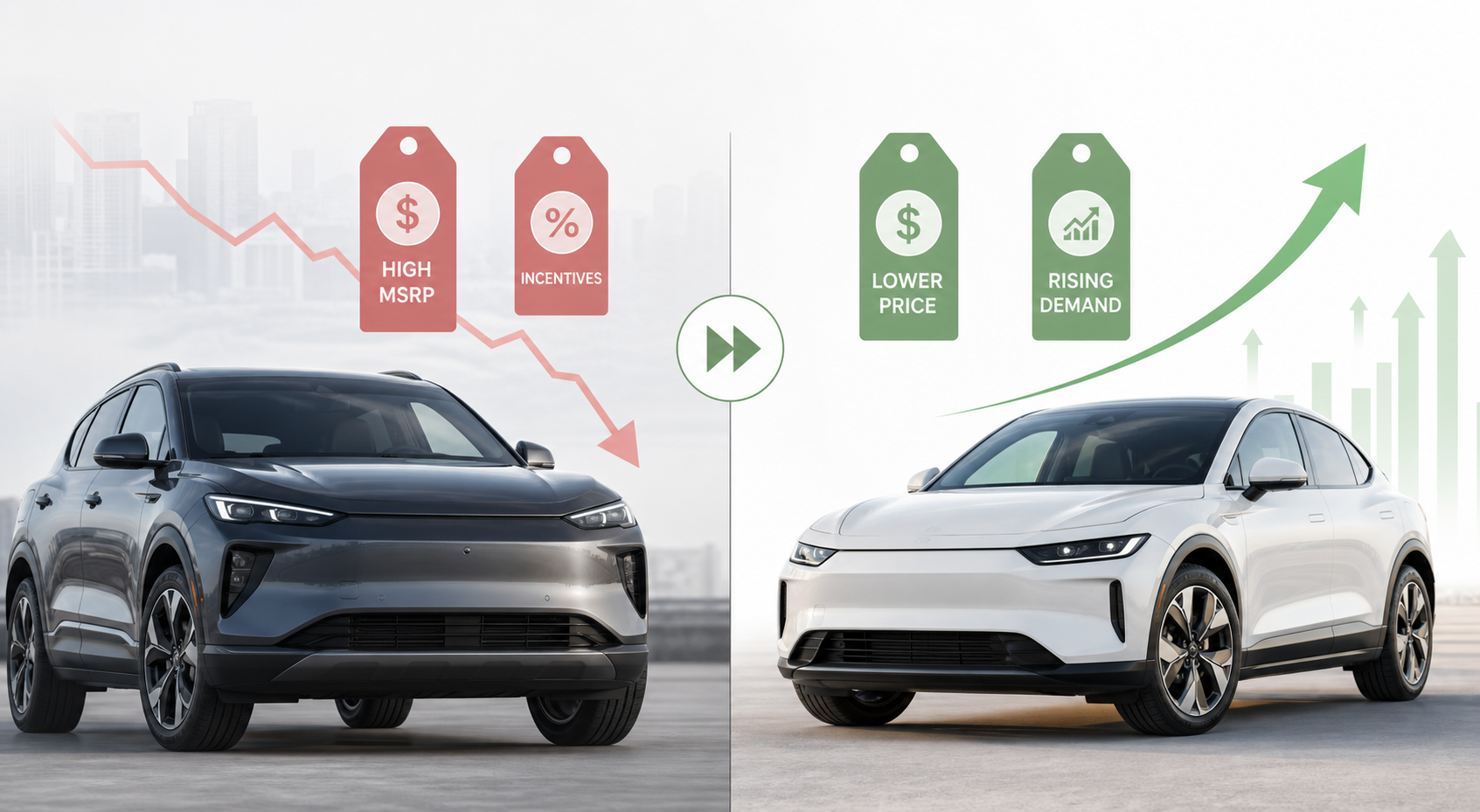 Split Screen EV Market Comparison Infographic