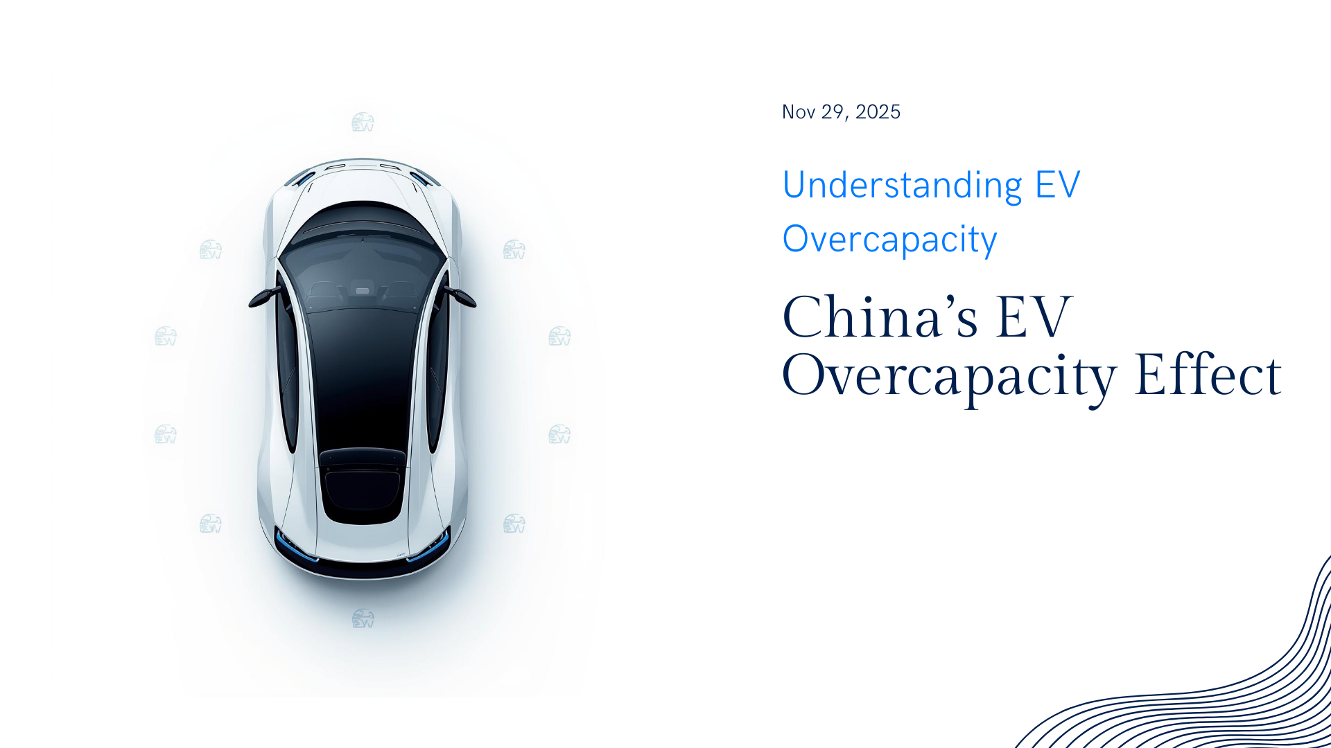 Infographic showing how China’s EV overcapacity drives lower global EV prices, OEM cost pressure, and higher U.S. depreciation risk.