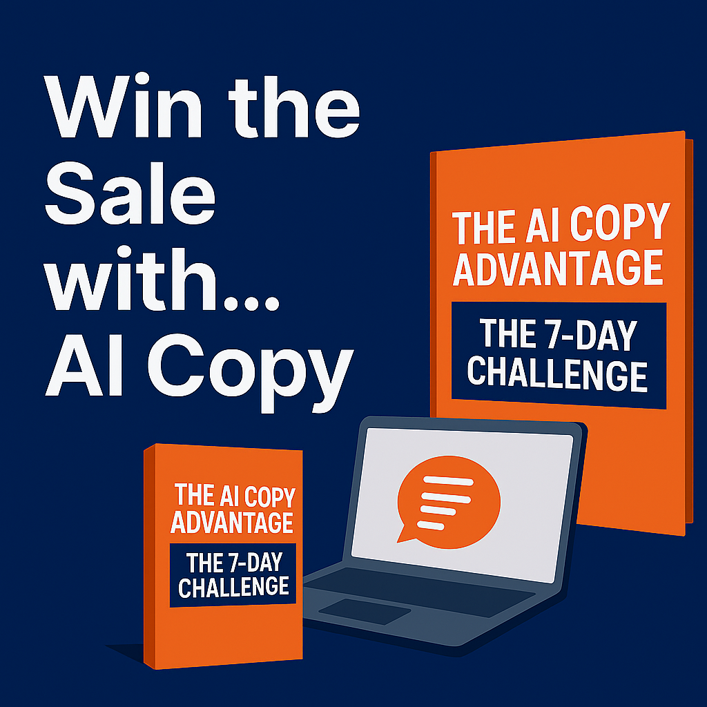 Promotional graphic for AI Copy Advantage 7-Day Challenge